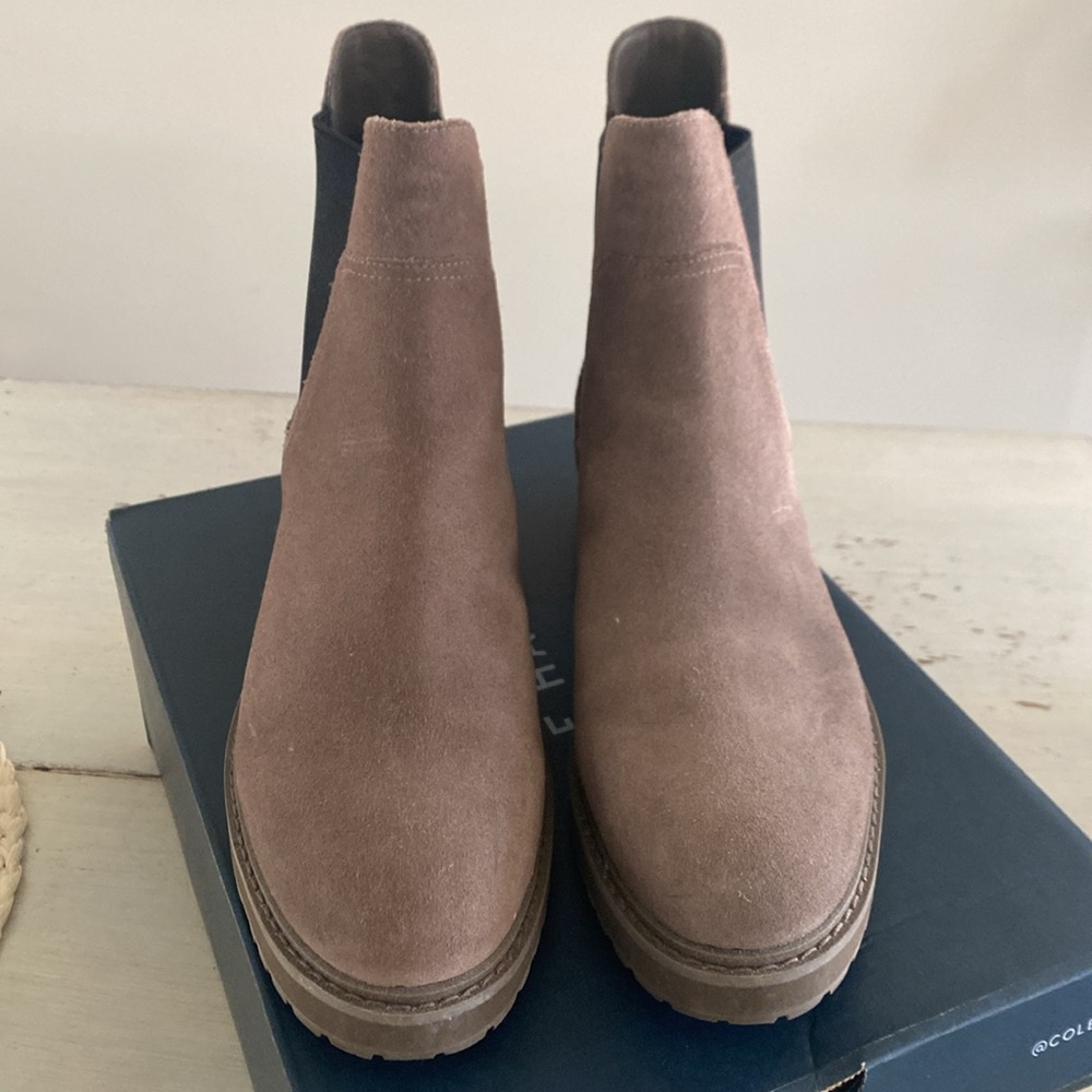 Cole Haan Taupe Suede Chelsea Ankle Boots - Picture 5 of 12